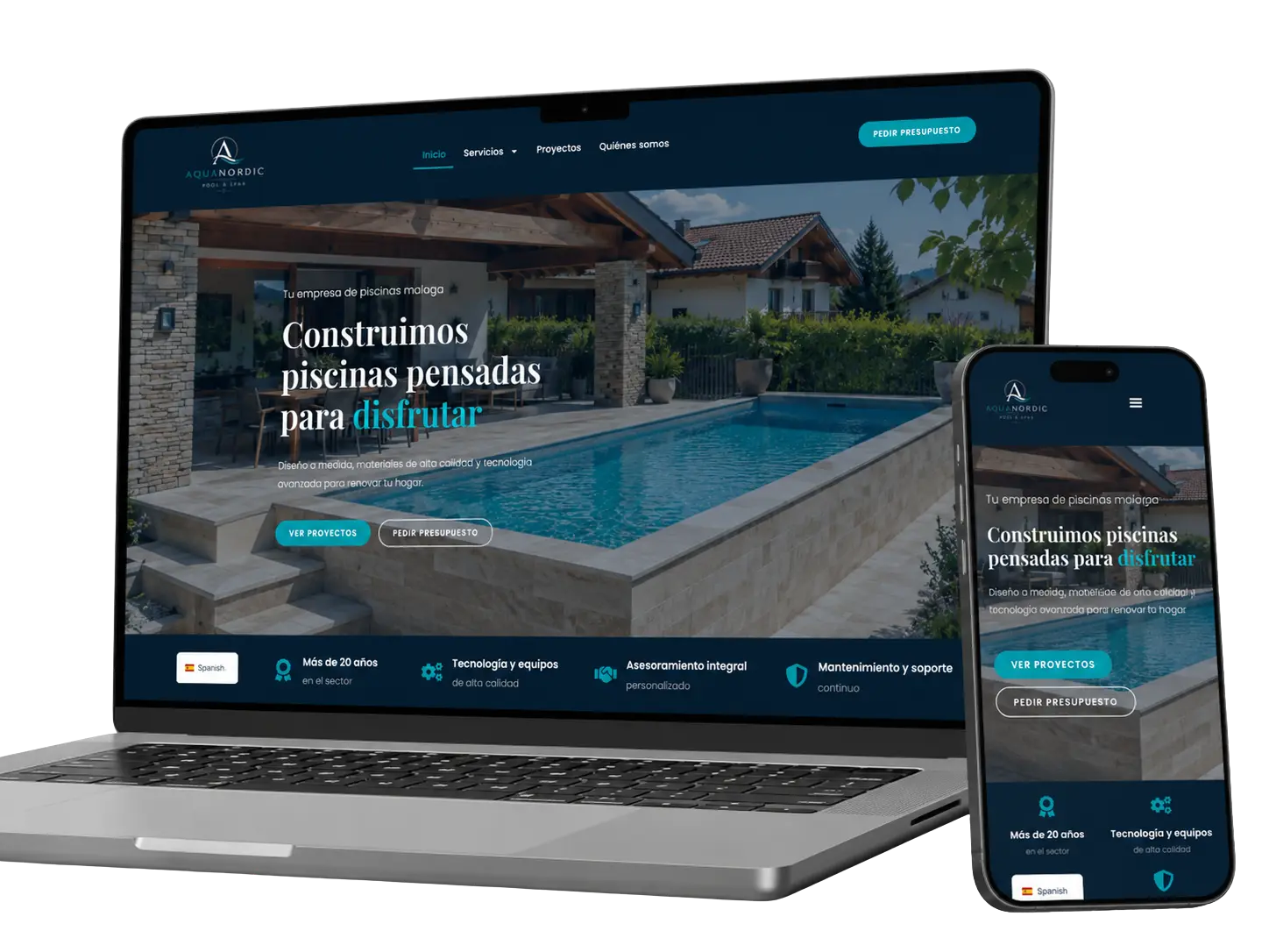 mockup diseño web de piscinas