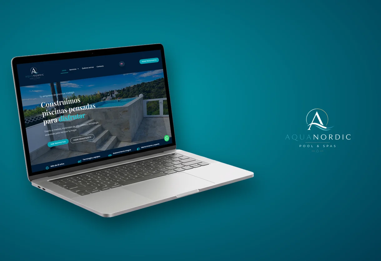 Web corporativa de Aqua Nordic Pool and Spas, piscinas y spas en Málaga