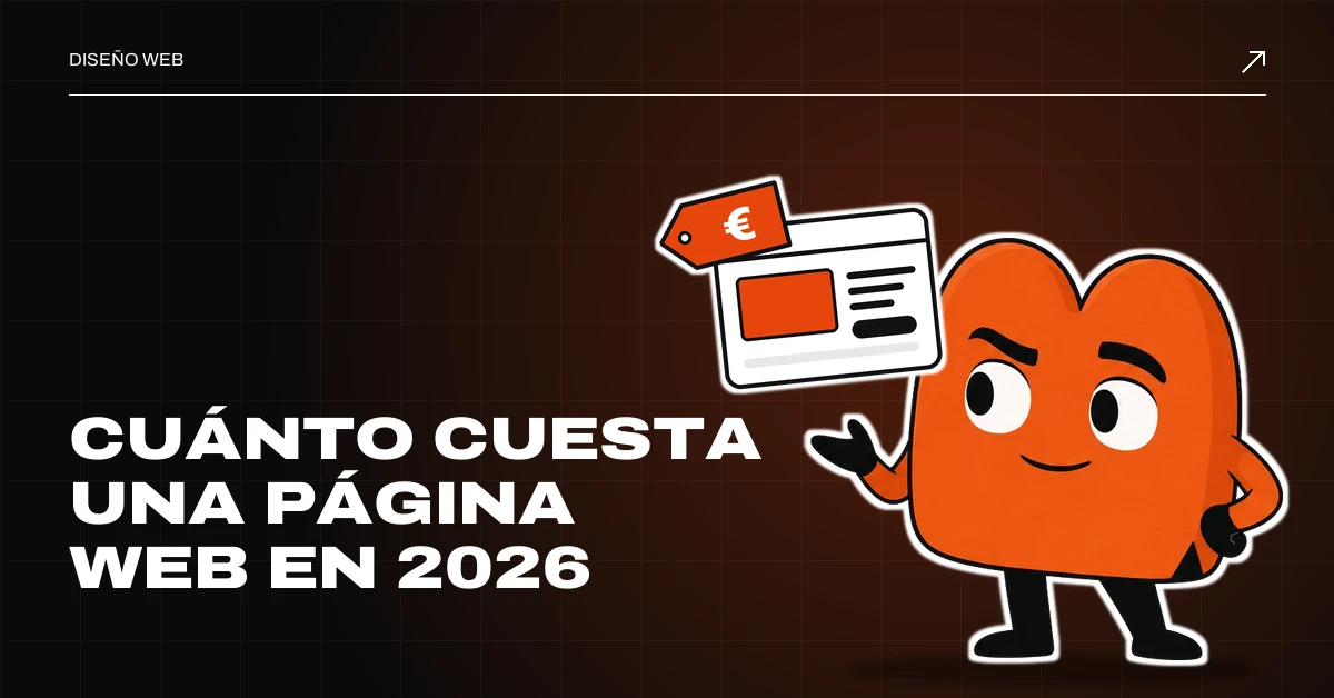 Cuánto cuesta una página web en 2026: EME, la mascota de MD Marketing, presenta una ventana web con una etiqueta de precio en euros