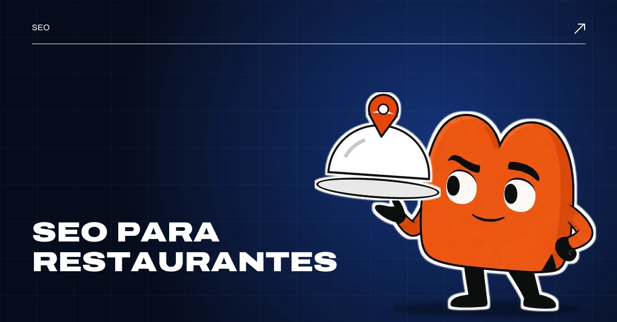 SEO para restaurantes: EME, la mascota de MD Marketing, sirve una campana de restaurante con un pin de ubicación